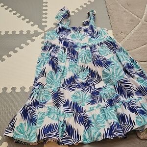 Family Matching- Blue and Green Leaf Print Dress